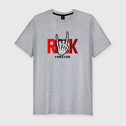 Футболка slim-fit Rock forever skeleton hand, цвет: меланж