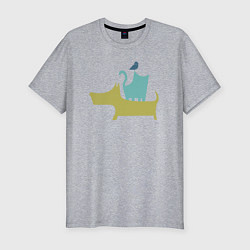 Футболка slim-fit Bird dog cat, цвет: меланж