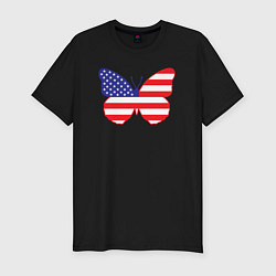 Футболка slim-fit Американская бабочка, цвет: черный