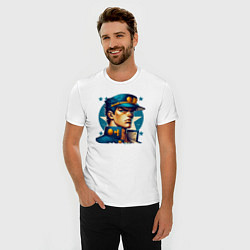 Футболка slim-fit Jojo - Jotaro Kujo ai art, цвет: белый — фото 2