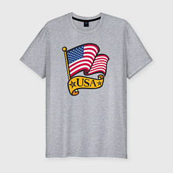 Футболка slim-fit American flag, цвет: меланж