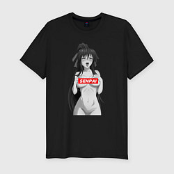 Футболка slim-fit Ахегао senpai nudity, цвет: черный