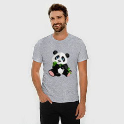 Футболка slim-fit Панда кушает тростник, цвет: меланж — фото 2