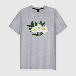 Футболка slim-fit Ромашка белая, цвет: меланж