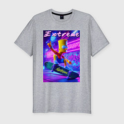 Футболка slim-fit Bart Simpson on a skateboard - extreme ai art, цвет: меланж