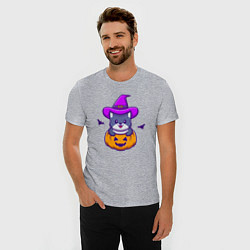 Футболка slim-fit Kitty halloween, цвет: меланж — фото 2