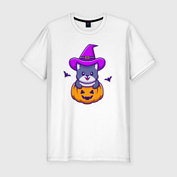 Футболка slim-fit Kitty halloween, цвет: белый