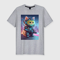 Футболка slim-fit Cool kitten - special cyberforces, цвет: меланж