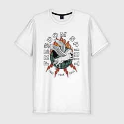 Футболка slim-fit Свободный дух арт, цвет: белый