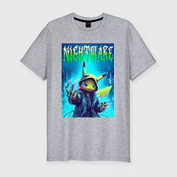 Футболка slim-fit Pikachu - nightmare ai art fantasy, цвет: меланж