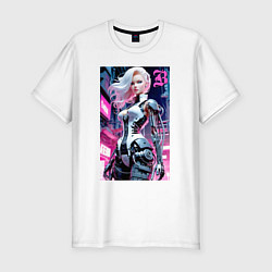 Футболка slim-fit Pretty Barbie blond - cyberpunk ai art, цвет: белый