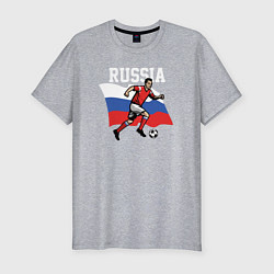 Футболка slim-fit Russia football inscription, цвет: меланж