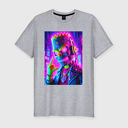 Футболка slim-fit Cyber skeleton of Bart Simpson - neon glow, цвет: меланж