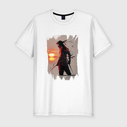 Футболка slim-fit Ниндзя на закате, цвет: белый