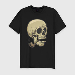 Футболка slim-fit Череп с трубкой, цвет: черный