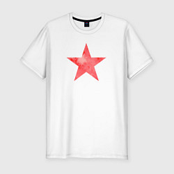Футболка slim-fit Звезда акварельная красная, цвет: белый
