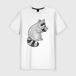 Футболка slim-fit Енотик с яблоком, цвет: белый
