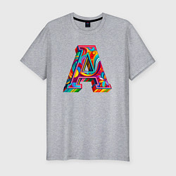 Футболка slim-fit Заглавная буква А, цвет: меланж