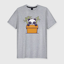 Футболка slim-fit Панда в коробке, цвет: меланж