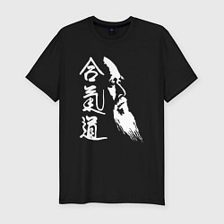 Футболка slim-fit Морихэй Уэсиба - основатель айкидо, цвет: черный