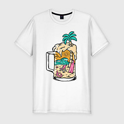 Футболка slim-fit Летнее пиво, цвет: белый