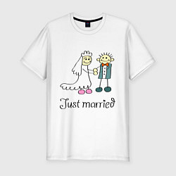 Футболка slim-fit Just married, цвет: белый