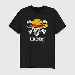 Футболка slim-fit One piece череп в соломенной шляпе, цвет: черный