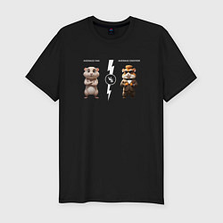 Футболка slim-fit Hamster kombat - average fan vs average enjoyer -, цвет: черный
