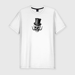 Футболка slim-fit Гравюра череп в цилиндре, цвет: белый
