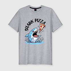 Футболка slim-fit Shark pizza - ai art fantasy, цвет: меланж