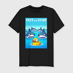 Футболка slim-fit Duck vs shark - ai art fantasy, цвет: черный