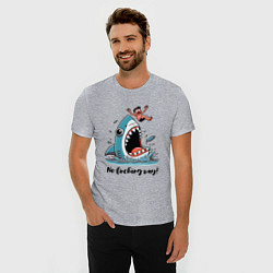 Футболка slim-fit Shark and dude - ai art fantasy, цвет: меланж — фото 2