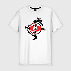 Футболка slim-fit Karate kyokushin - dragon, цвет: белый