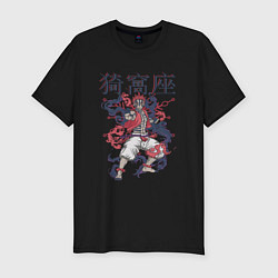 Футболка slim-fit Клинок рассекающий демонов Акадза demon slayer, цвет: черный