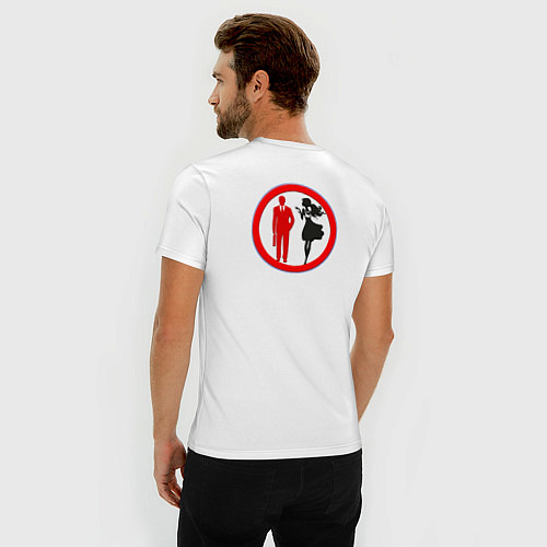 Мужская slim-футболка Смешной дорожный знак / Белый – фото 4