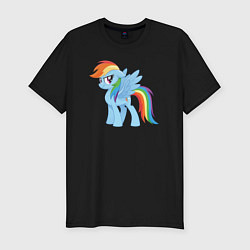 Футболка slim-fit Рейнбоу Дэш из My Little Pony в кино, цвет: черный