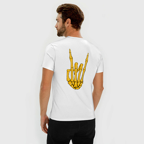 Мужская slim-футболка Golden skeleton hand / Белый – фото 4