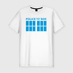 Футболка slim-fit Public call police box, цвет: белый