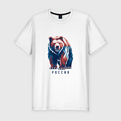 Футболка slim-fit Медведь и Россия, цвет: белый