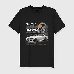 Футболка slim-fit Nissan Skyline годзила, цвет: черный