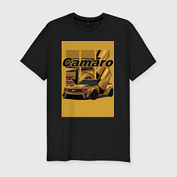 Футболка slim-fit Chevrolet Camaro авто, цвет: черный