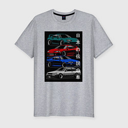 Футболка slim-fit JDM автомобили, цвет: меланж