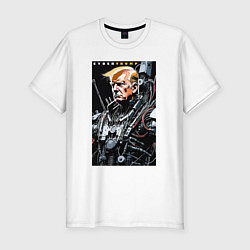 Футболка slim-fit Cyber Trump - ai art fantasy, цвет: белый