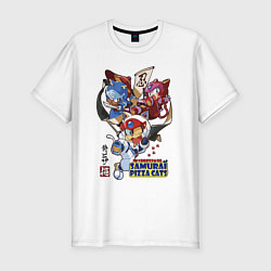 Футболка slim-fit Samurai pizza cats, цвет: белый