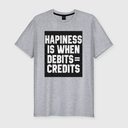 Футболка slim-fit Счастье когда дебет сходиться с кредитом, цвет: меланж