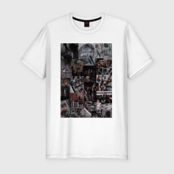 Футболка slim-fit Художник коллаж, цвет: белый