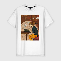 Футболка slim-fit Писатель, цвет: белый