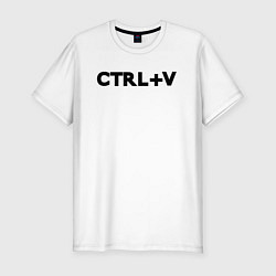 Футболка slim-fit Иностранная надпись cntrl v, цвет: белый