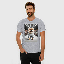 Футболка slim-fit Милый Шпиц на модном показе животных, цвет: меланж — фото 2