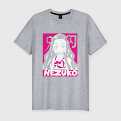 Футболка slim-fit Клинок рассекающий демонов Незуко Nezuko, цвет: меланж